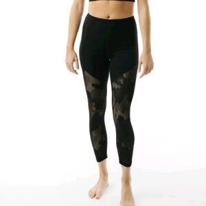Zyia‎ Active Black Luxe Camo Mesh 7/8 Leggings 0